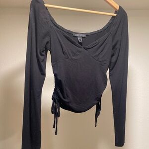 Black bustier lace up long sleeve